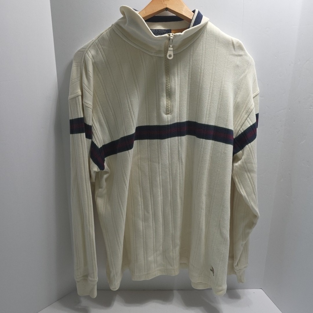 Vintage Tommy Hilfiger 1/4 Zip Pullover Sweatshirt Size Large White, Navy, Red
